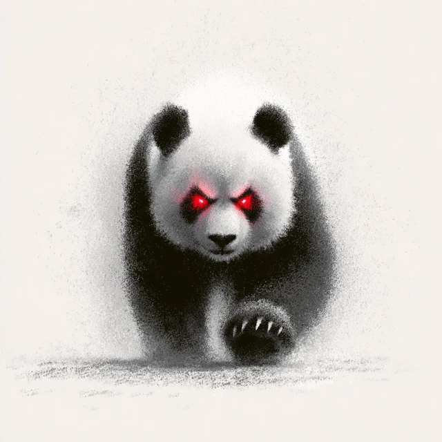 Angry Panda with Glowing Red Eyes Illustration
