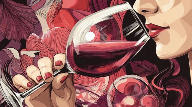 Wine Tasting Illustration Red Wine Pouring Art