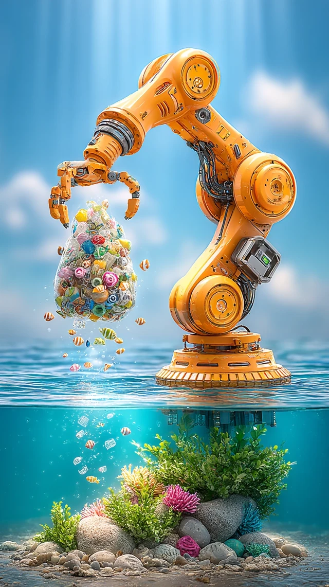 Underwater Robot Cleaning Ocean Pollution