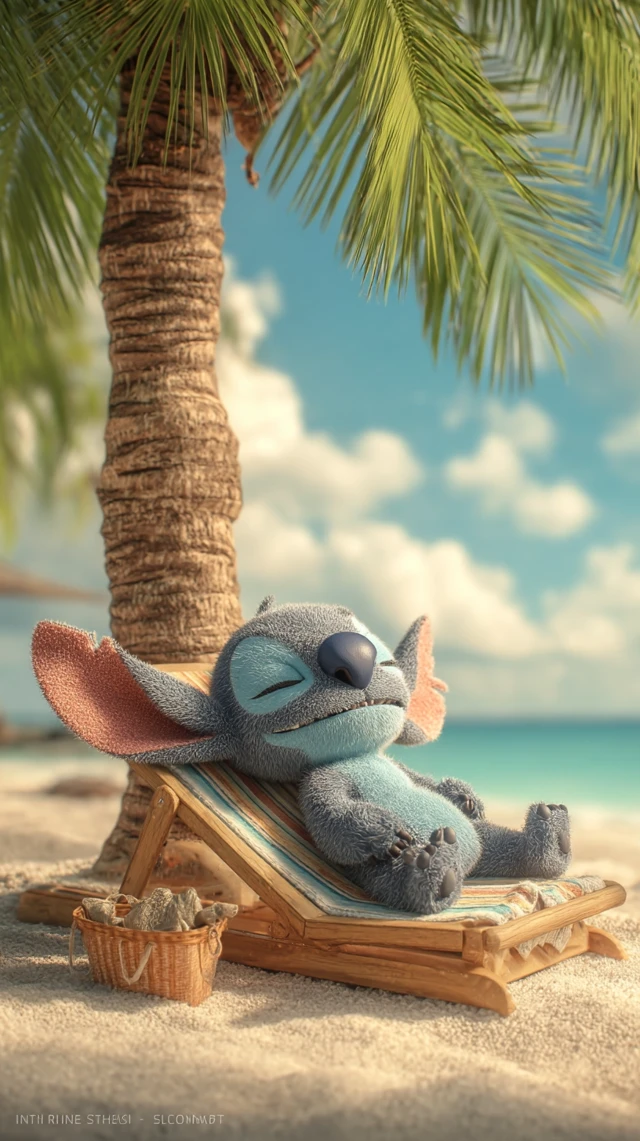 Stitch Relaxing on a Beach Holiday