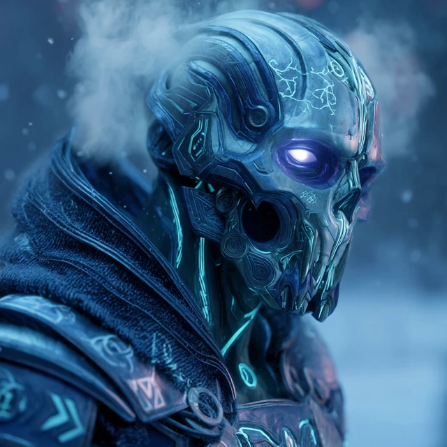 Cyberpunk Undead Knight with Cybernetic Eyes