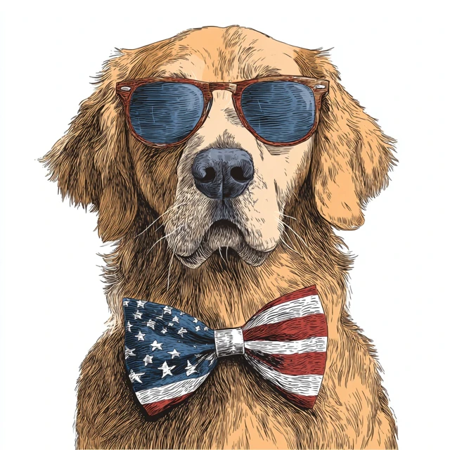 Golden Retriever in Sunglasses Bowtie TShirt Design