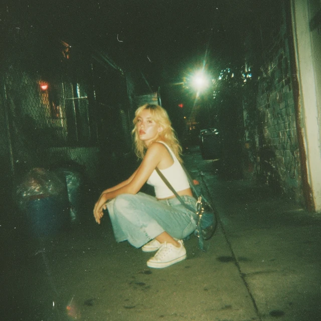 90s Blonde Woman In Alley Analog Photo