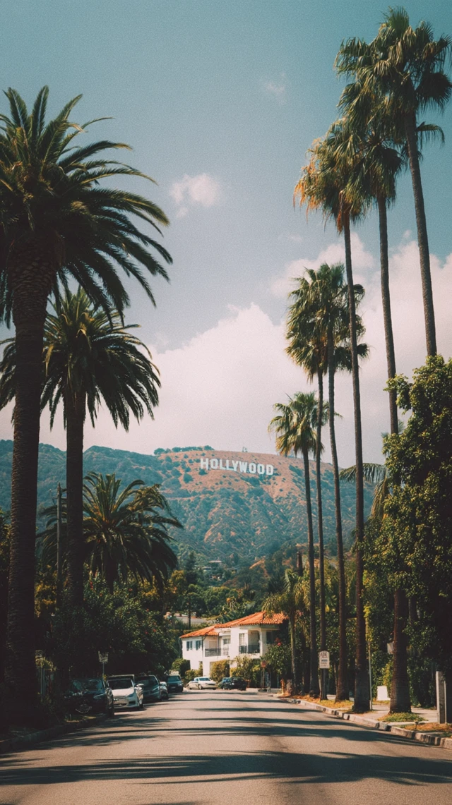 Hollywood Street Scene Palm Trees and Soft Daylight