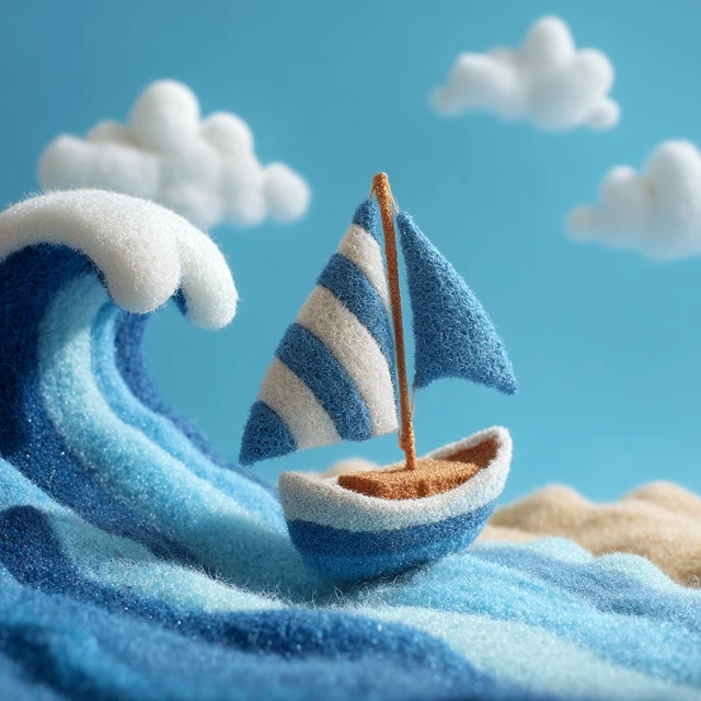Plush Sailboat on a Plush Sea