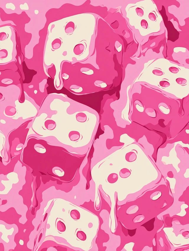 Melting Pink Dice Retro Pop Art