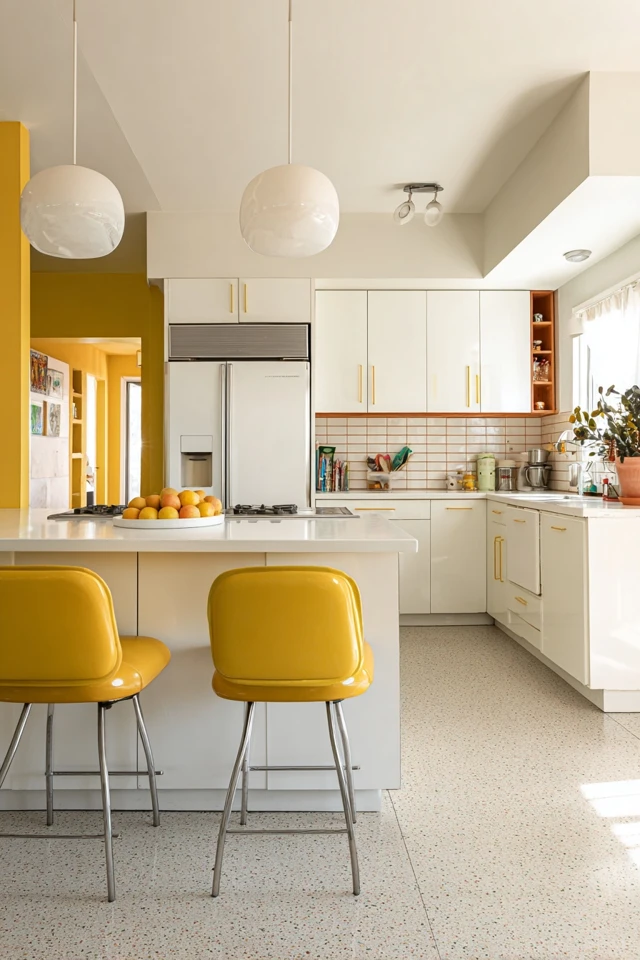 Mid Century Modern Kitchen Design White Minimalist