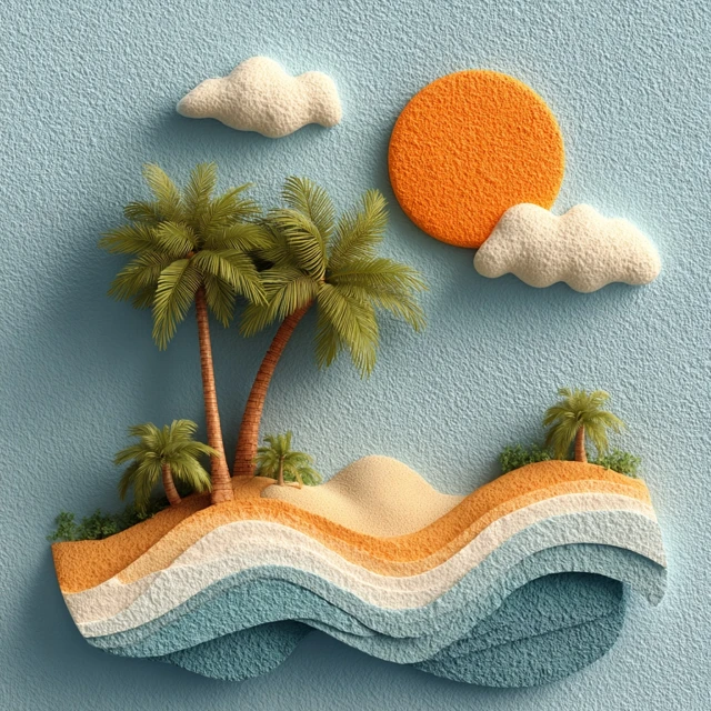 Summer Beach Scene Miniature Book Art Travel