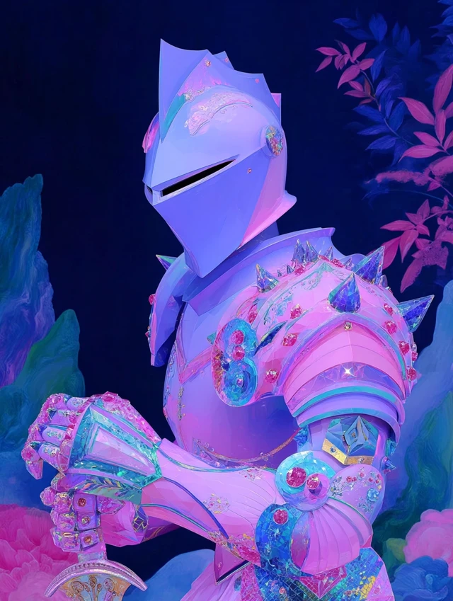 Crystal Warrior Art: Dark Fantasy with Floral Armor