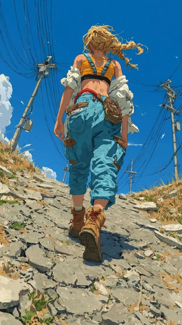 Girl Walking Down Road Aesthetic Artwork