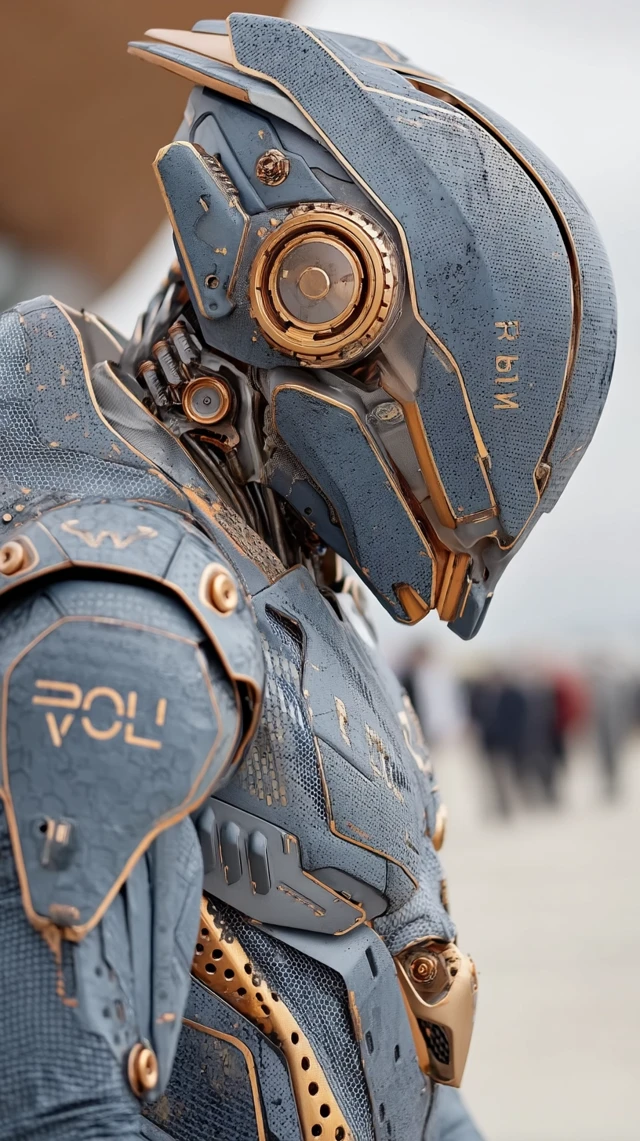 Blue Mecha Transformer with BMW Logo 3D Render