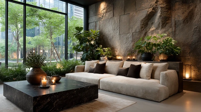 Elegant Interior Design Neutral Toned Sofa