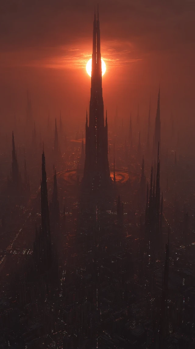 Futuristic City Sunset SciFi Architecture