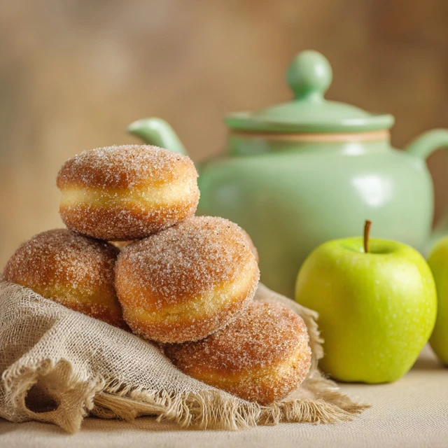 Freshly Baked Bread with Sugar and Tea