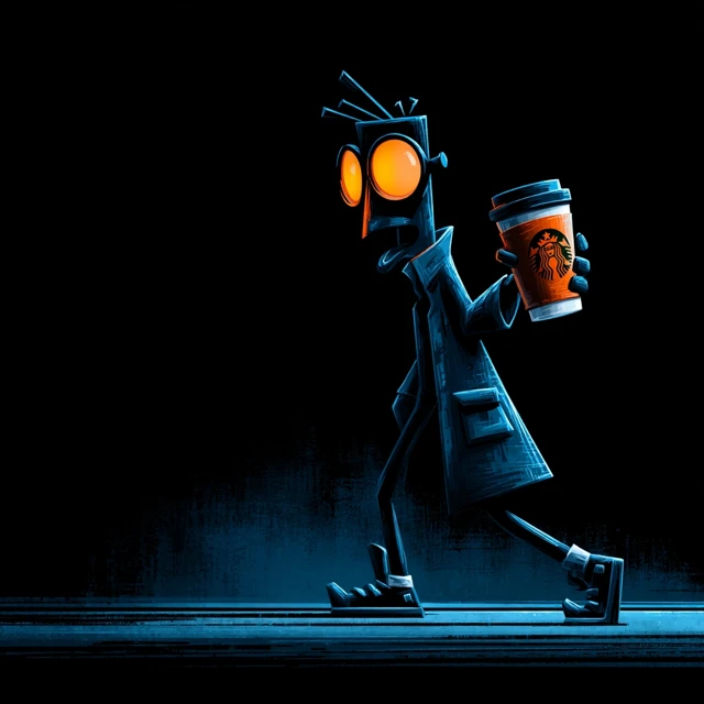 Cyber Character with Coffee 3D Animation