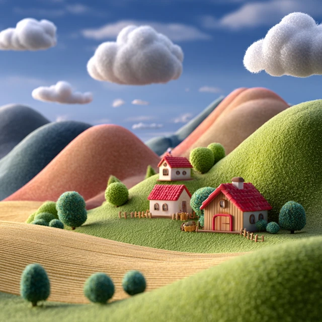 C4D Farm Scene Childrens Book Illustration