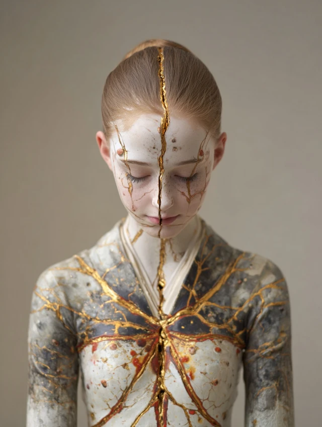 Female Kintsugi Statue Art Portrait