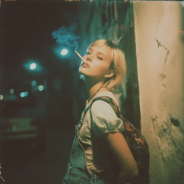 90s Grunge Blonde Woman Polaroid Photo