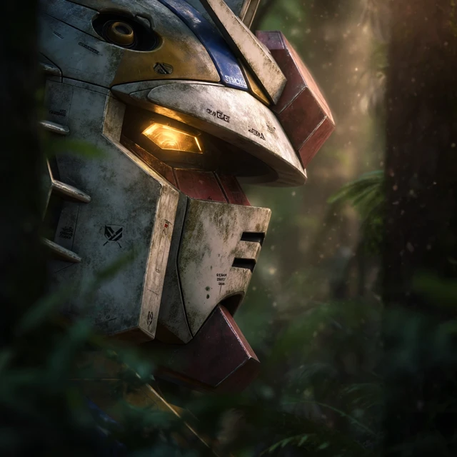 Gundam Face Forest Cinematic Detail Close Up