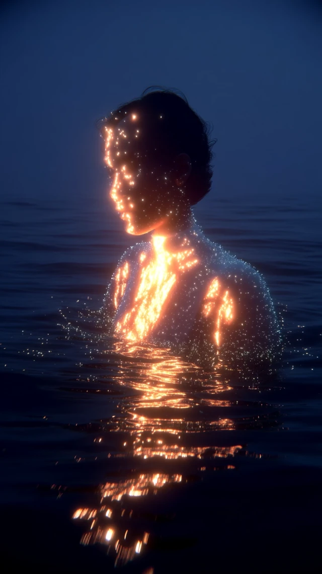 Glowing Woman Emerging Rebirth Surreal Art