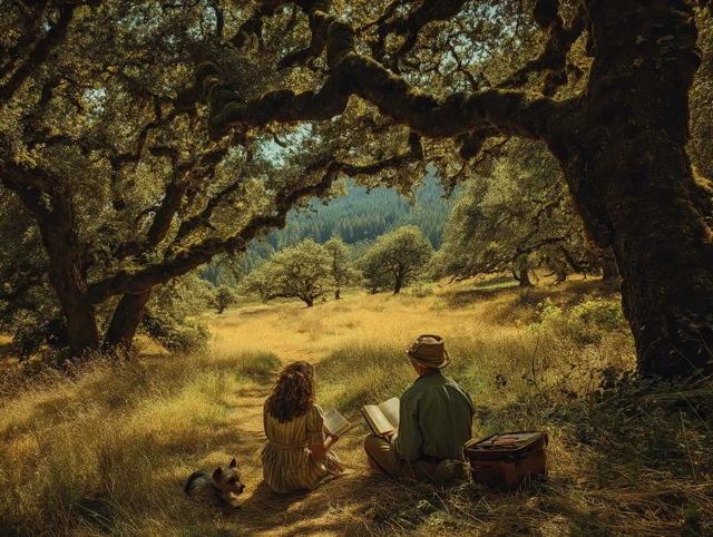 Couple Reading in Sonoma Grove