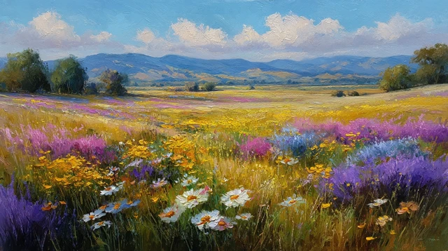 Spring Countryside Landscape Oil Painting