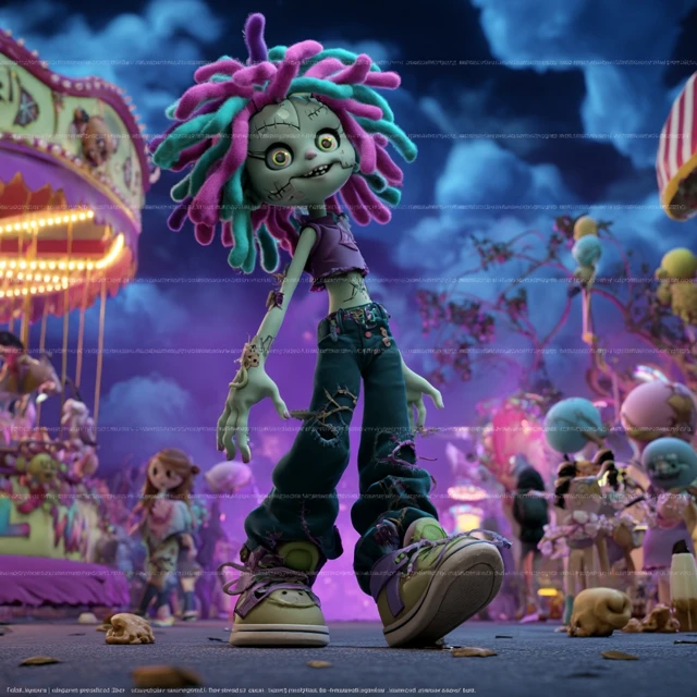 Zombie Child Amusement Park 3D Art