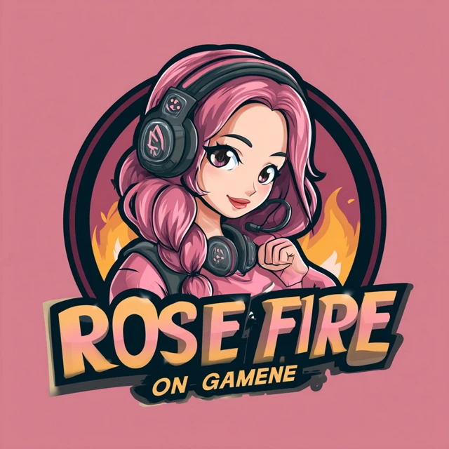 Rose On Fire Gamer Logo Cute Anime Girl
