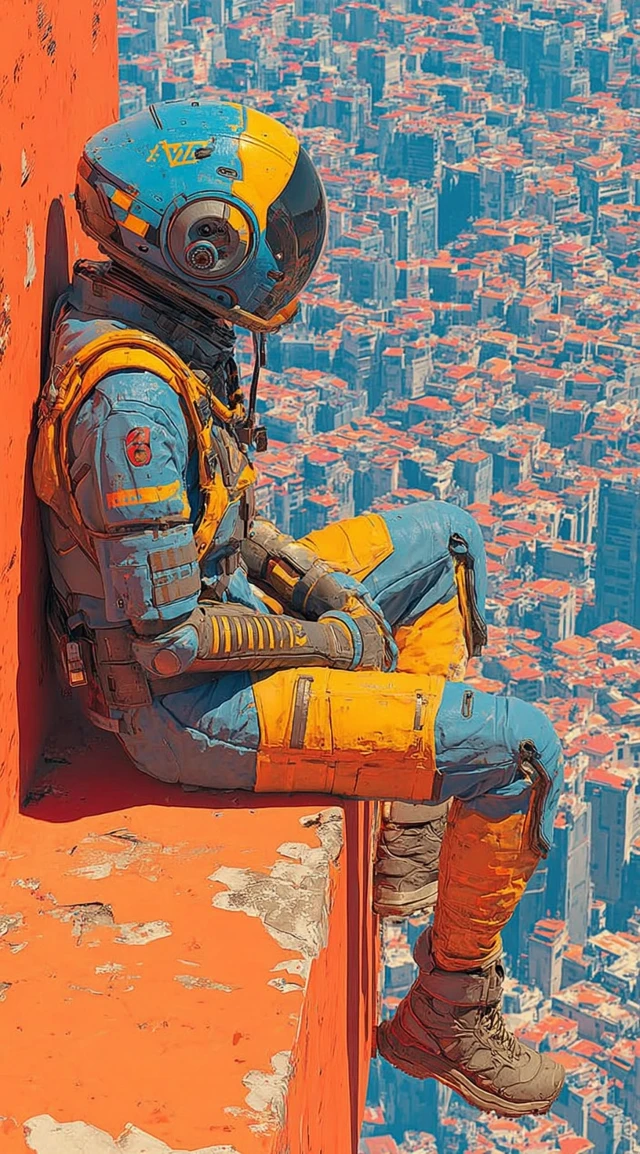 Cyberpunk Astronaut Earth View SciFi Art
