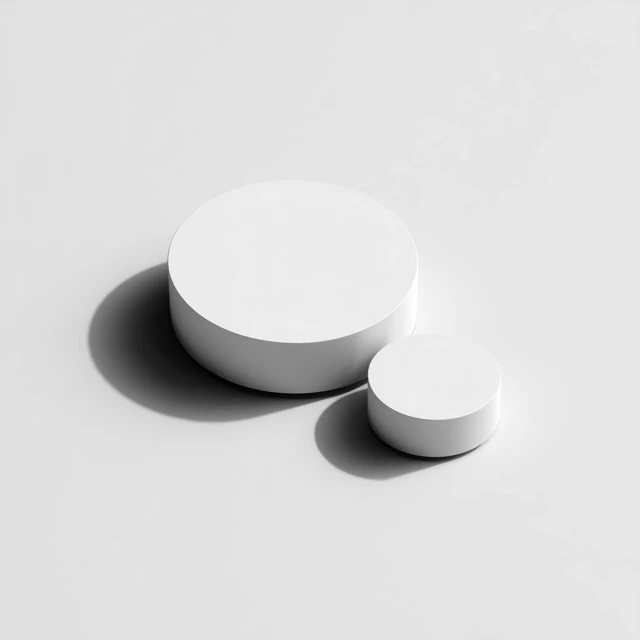 Isometric View of Two White Circular Shapes