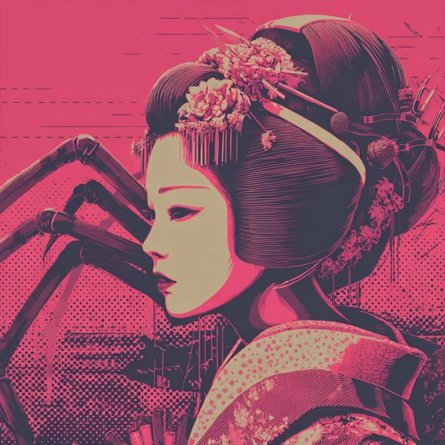 Geisha Princess Spider Surreal Art Cyberpunk