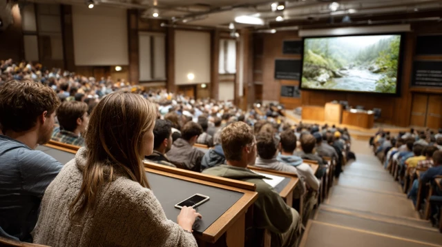 Lecture Hall Atmosphere: Cinematic Wide Shot