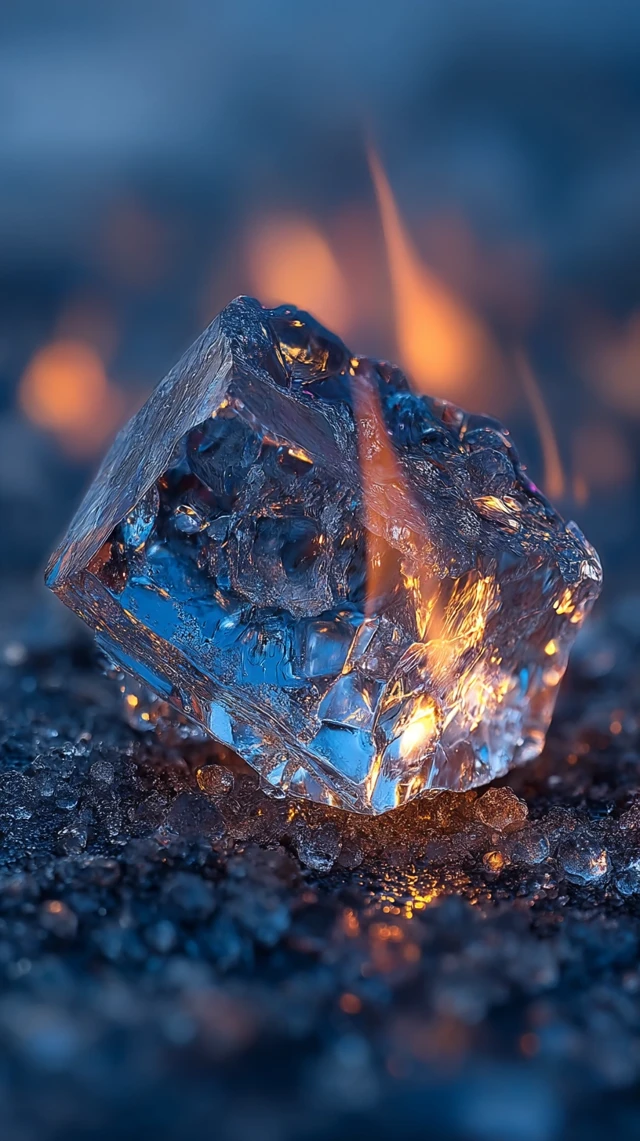 Ice Crystal Above Flame Control Over Reaction