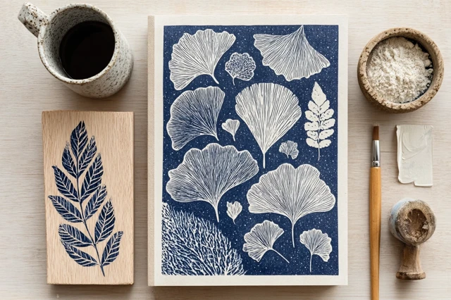 Linocut Floral Art Print