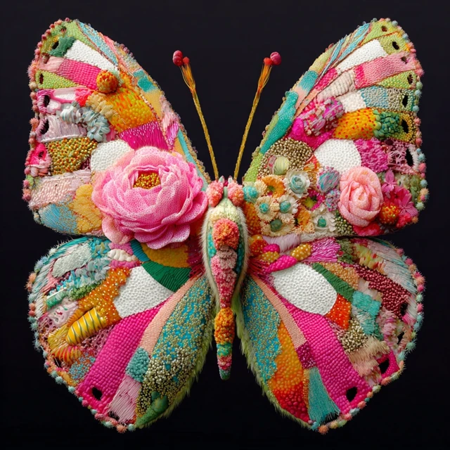 Colorful Butterfly Art on Black Background