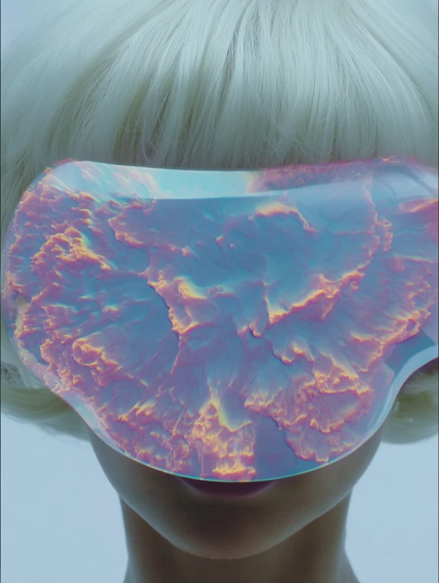 Futuristic Woman Holographic Closeup Surreal Photo