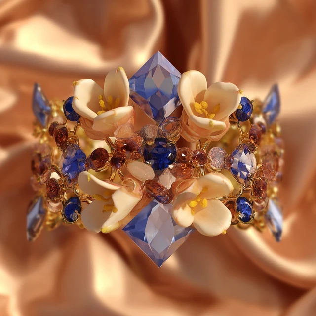 High Fashion Jewelry Floral Design Rainbow Gemstones 2024