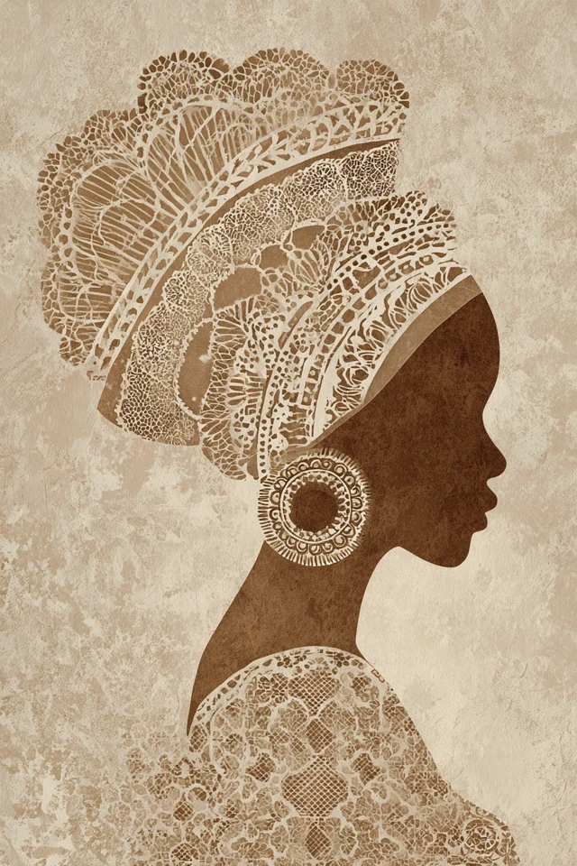 African Woman Silhouette Art Print