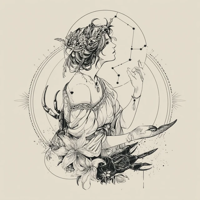 Cancer Zodiac Tattoo Design Bohemian Goddess