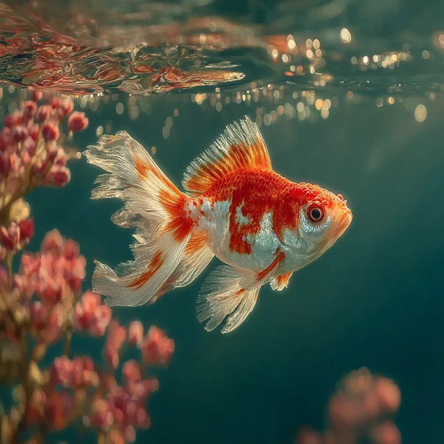 Goldfish Swimming Underwater Beautiful Aquatic Life