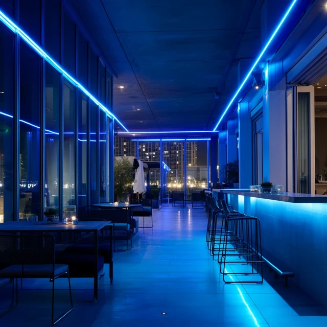 Modern Cocktail Bar Terrace Night Photography