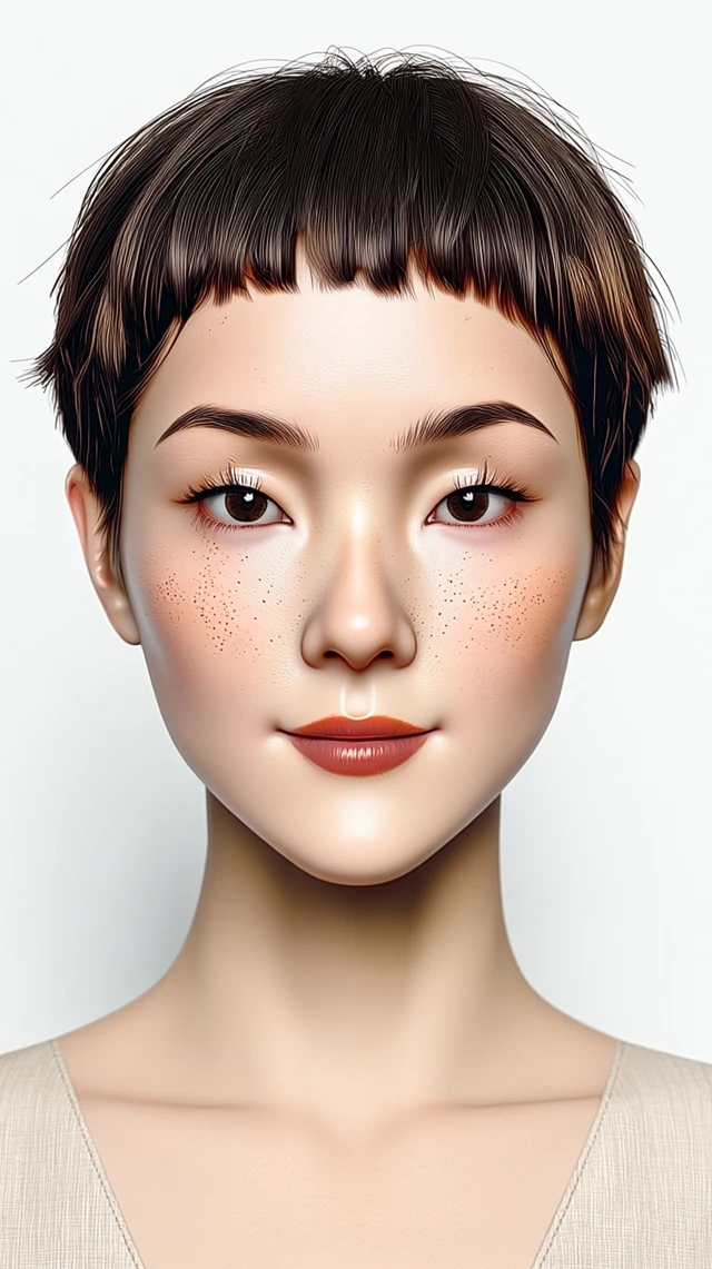 Fashionable Portrait with Freckles and Trendy Hair