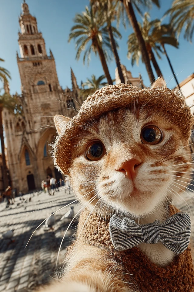 Stylish Cat Selfie Seville Cathedral Spain