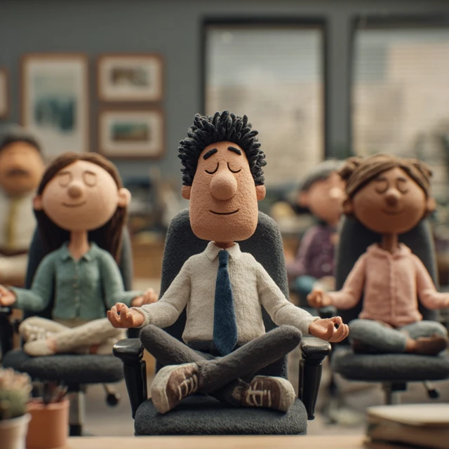Office Meditation Claymation Calmness and Yoga