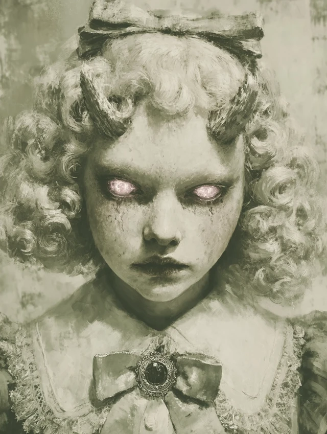 Creepy Little Peggy Sue Horror Painting