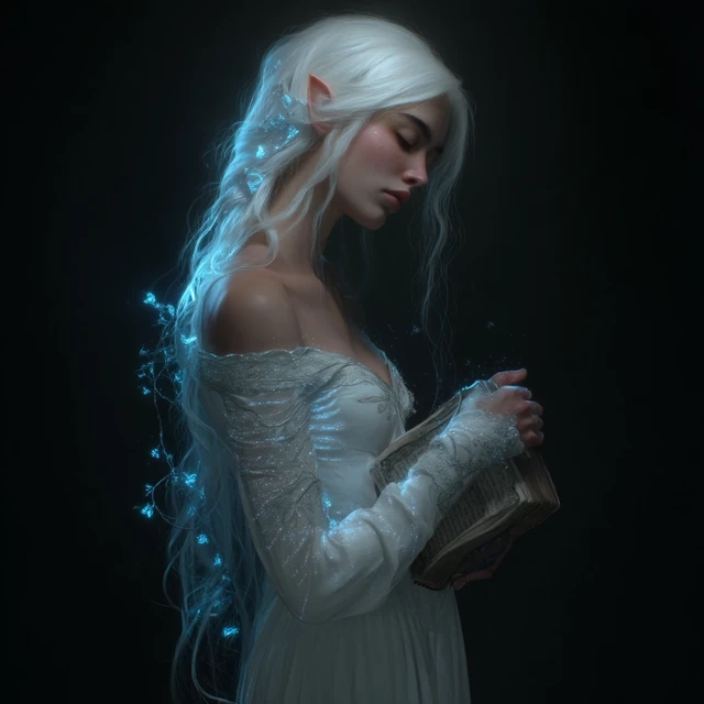 Dark Fantasy Woman with Glowing Runes