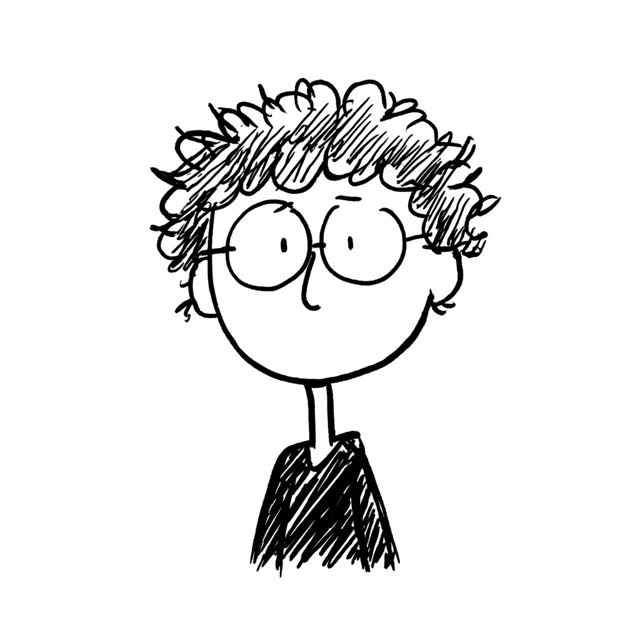 Cute Guy Doodle Drawing with Glasses