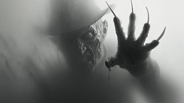 Freddy Krueger Black and White Horror Photo