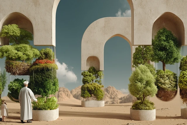 Surreal Desert Oasis: Fantasy Landscape
