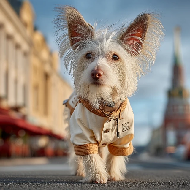 Chinese Crested Dog in Summer Shirt St Petersburg